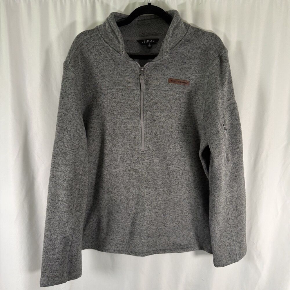 Simply Southern 1/4 Zip Jacket Men's Small Grey Fleece Lined Long Sleeve